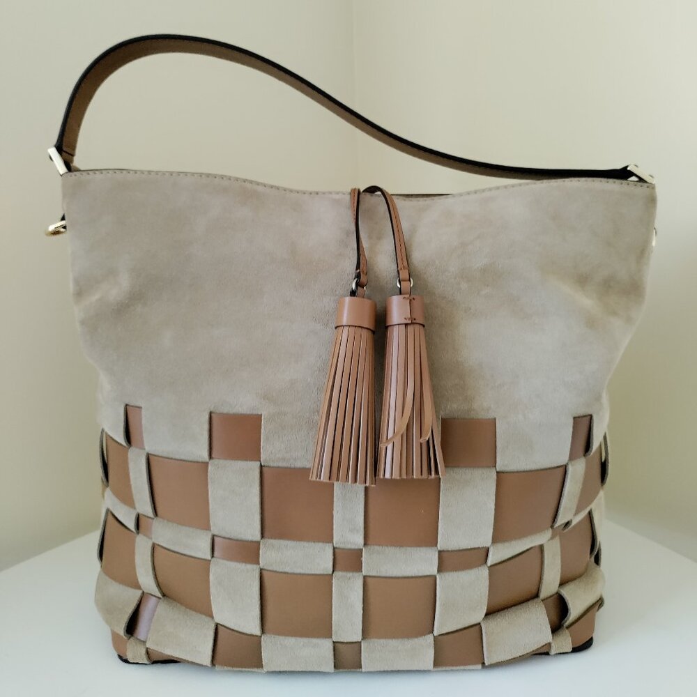 Michael Kors suede and leather woven bag